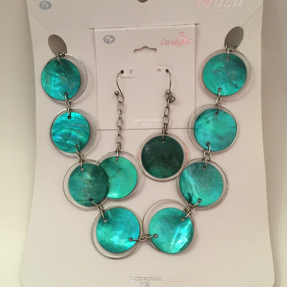 Crystal blue necklace and earrings set